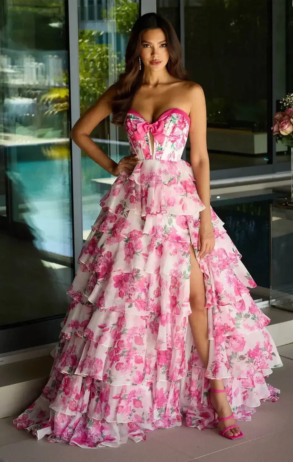 42207 - Ava Presley - Strapless Floral Ball Gown