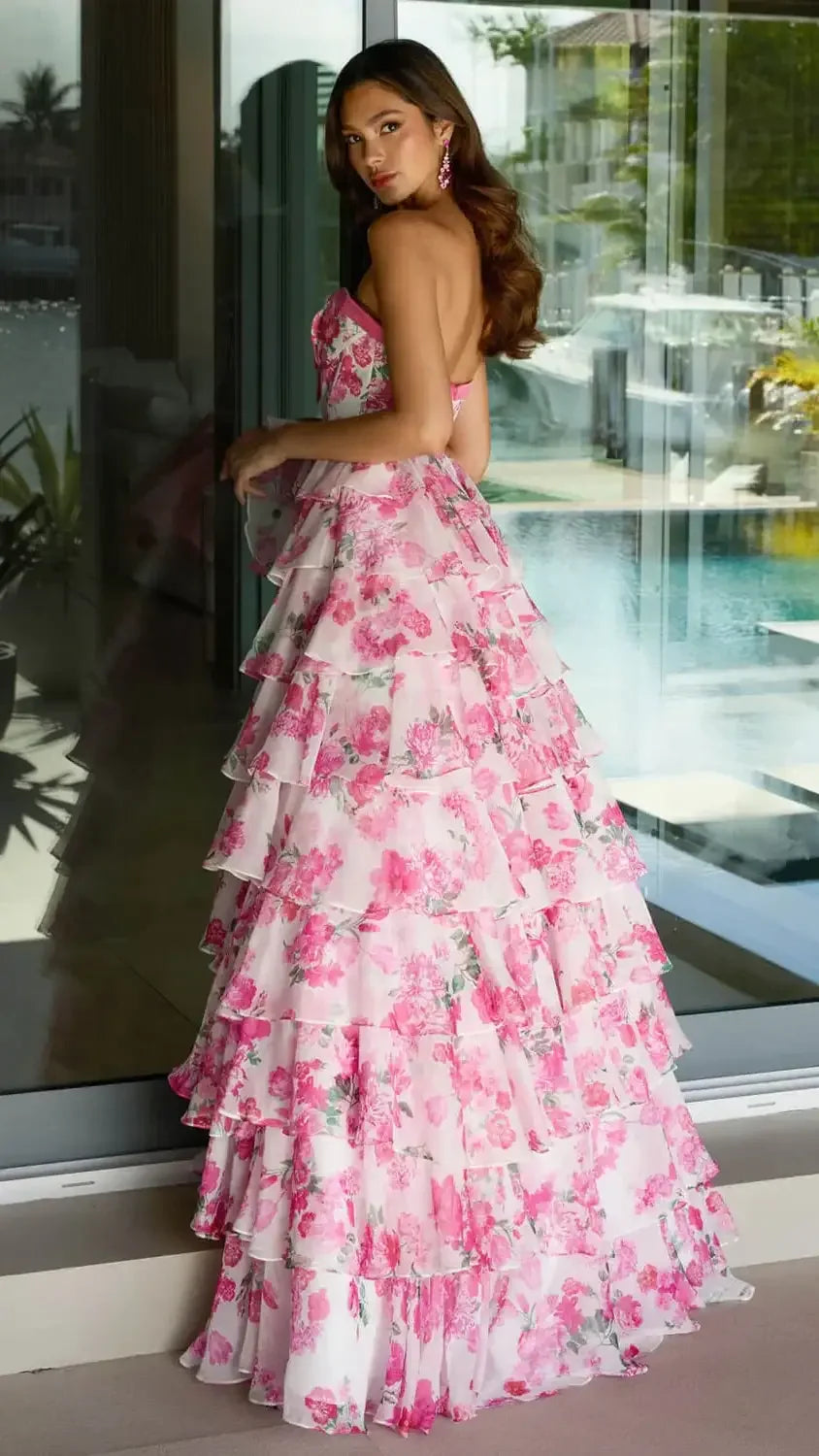 42207 - Ava Presley - Strapless Floral Ball Gown