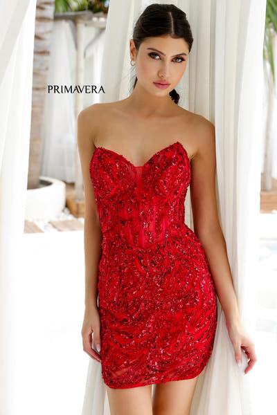 4222 - Primavera - Sequin Cocktail Dress with Illusion Bodice