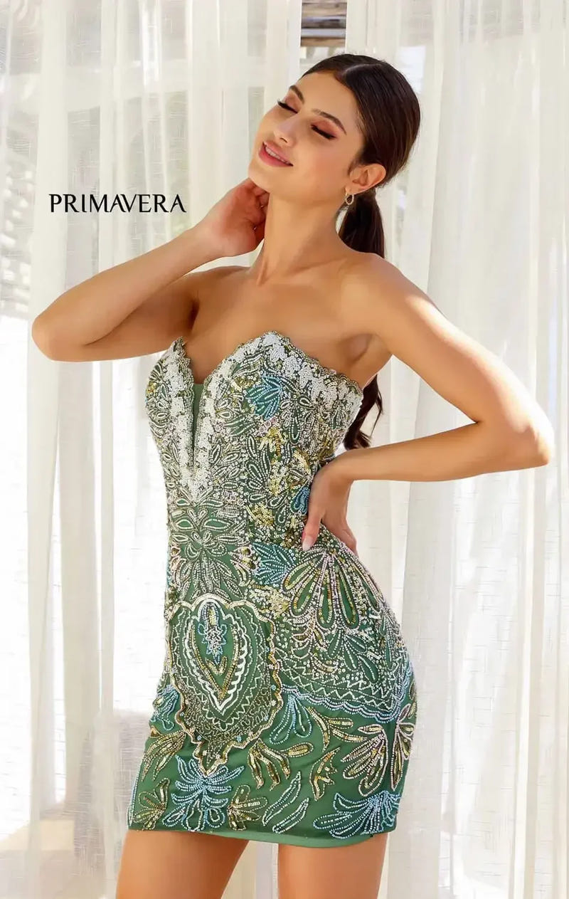 4243 - Primavera - Vintage Style Strapless Beaded Dress