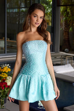42505 - Ava Presley - Strapless Pearl Satin Cocktail Dress