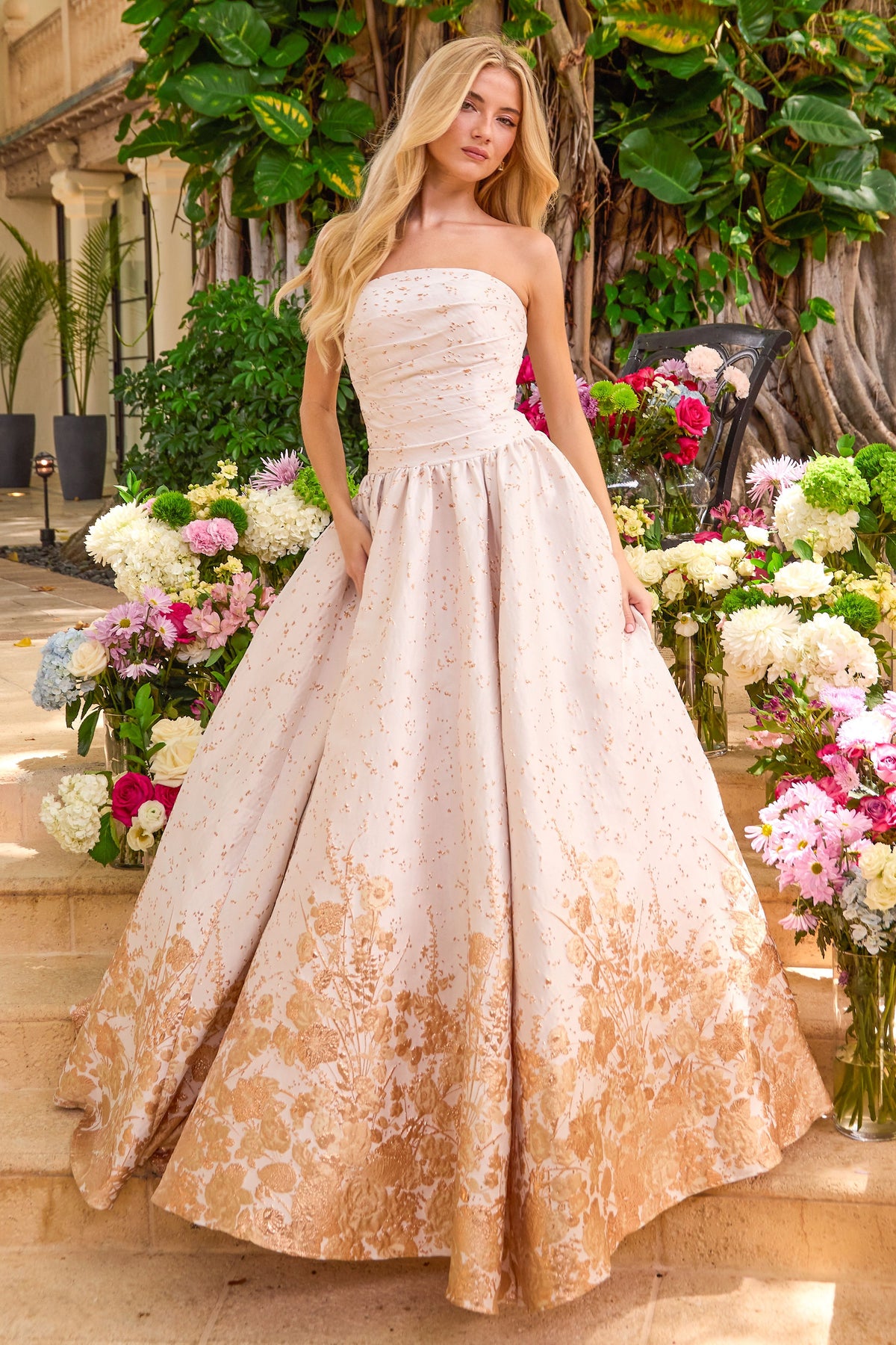 Ava Presley 42540 in Ivory/Gold, front view | Lady Black Tie