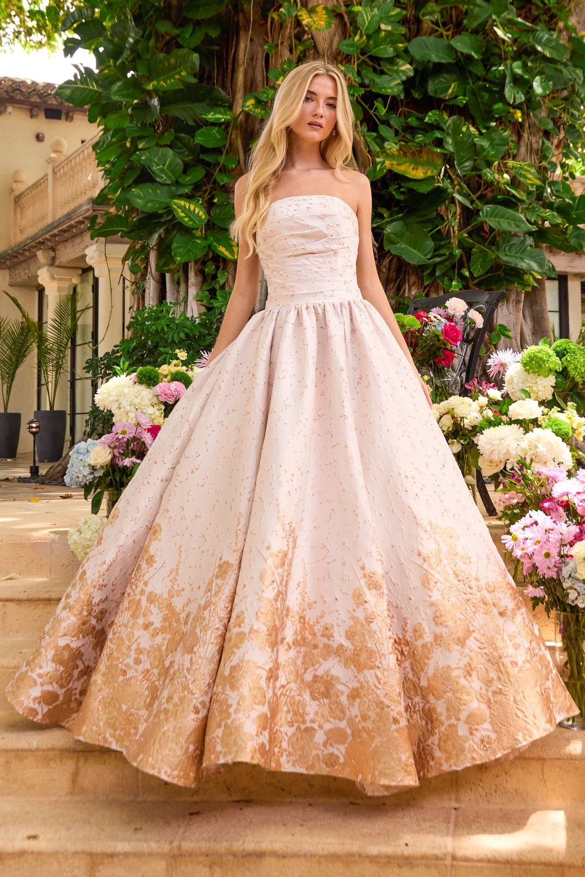 Ava Presley 42540 in Ivory/Gold, front view | Lady Black Tie