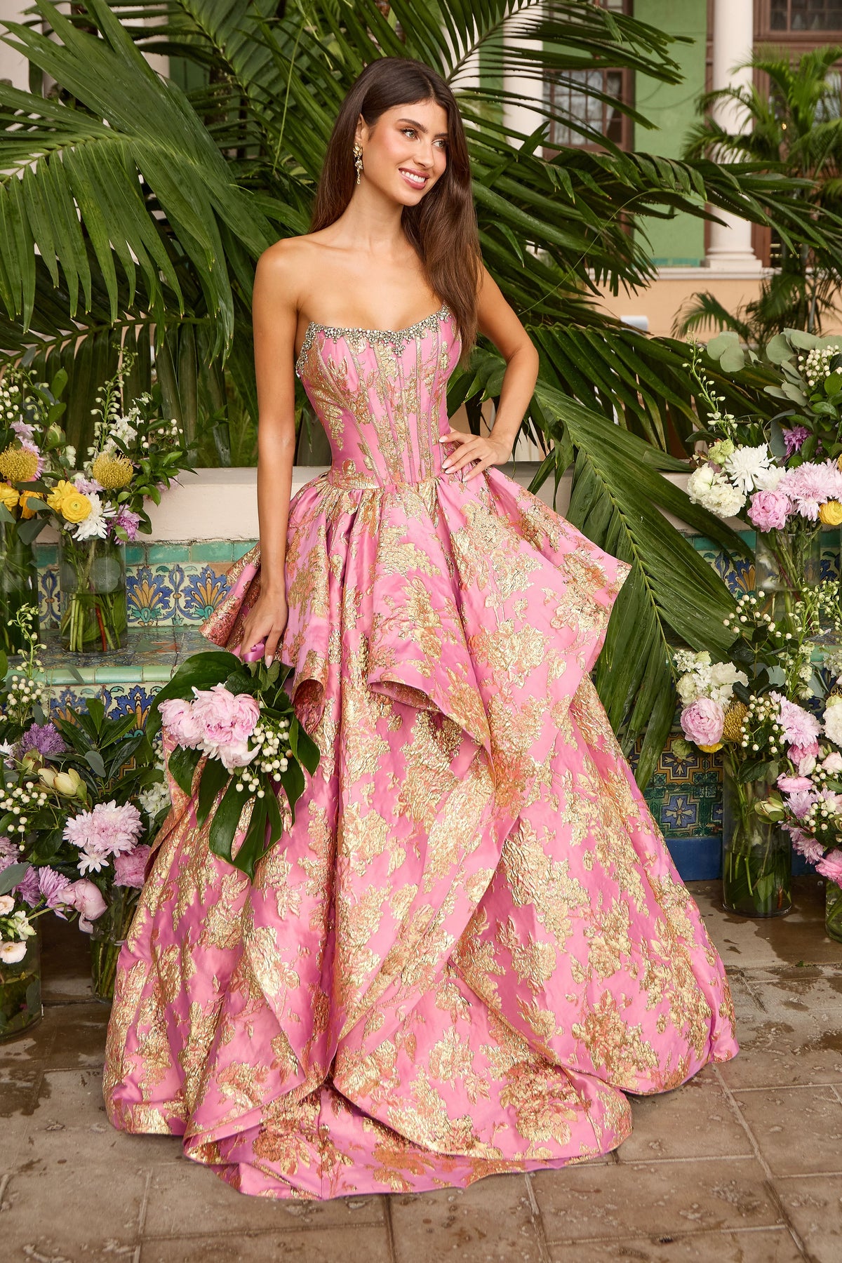 Ava Presley 42541 in Hot Pink/Gold, front view | Lady Black Tie