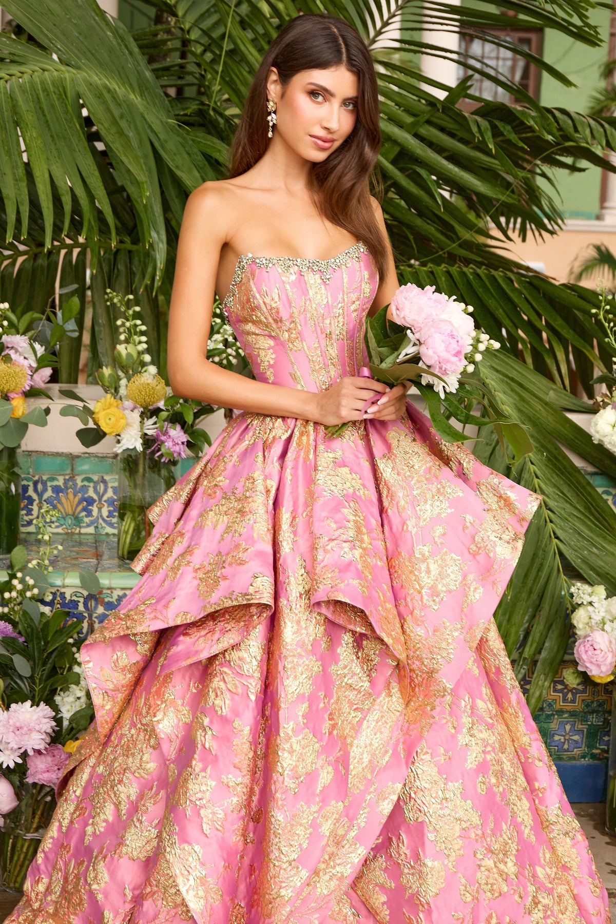 Ava Presley 42541 in Hot Pink/Gold, front view | Lady Black Tie