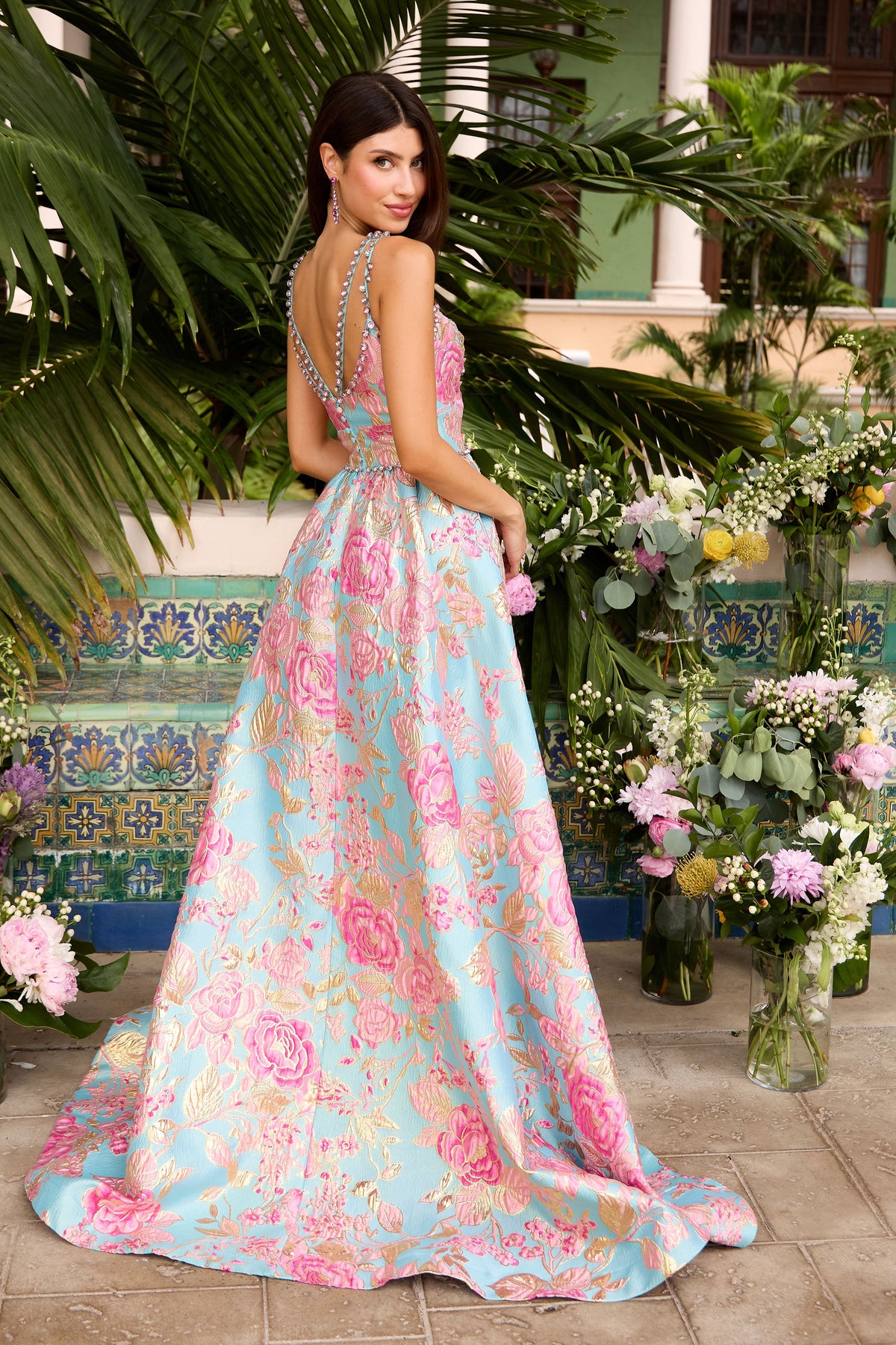 Ava Presley 42549 in Blue/Pink, back view | Lady Black Tie