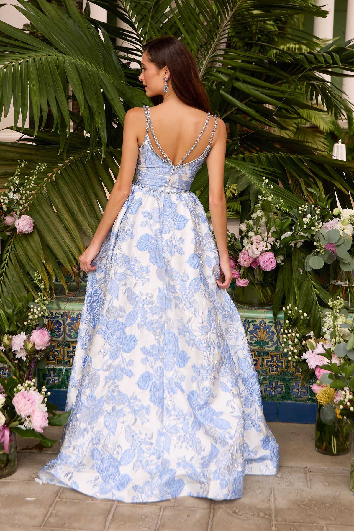 Ava Presley 42549 in Ivory/Light Blue, back view | Lady Black Tie