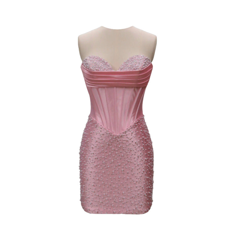42568 - Ava Presley - Strapless Pearl Corset Cocktail Dress