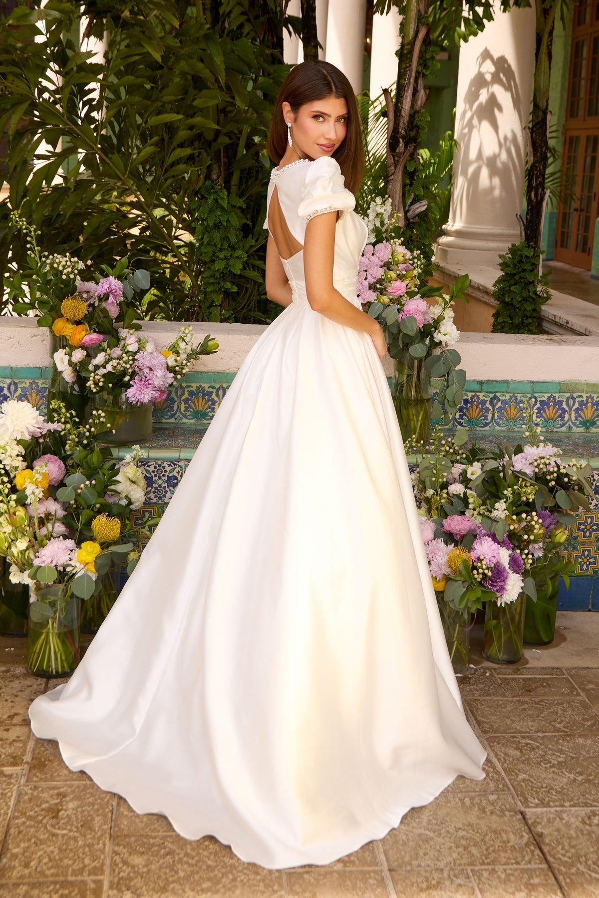 Ava Presley 43023 in White, back view | Lady Black Tie