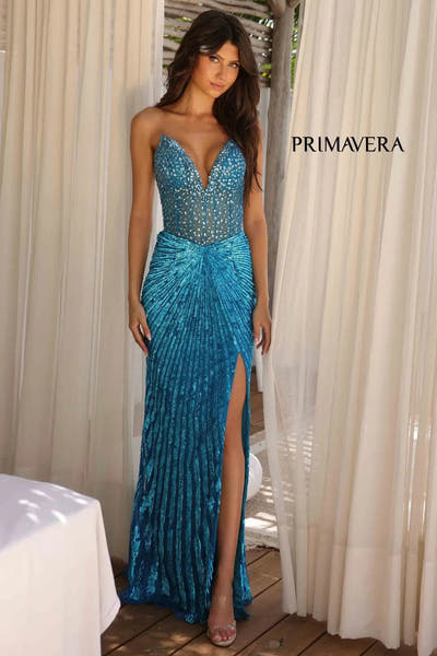 4304 – Primavera - Strapless Beaded Evening Gown
