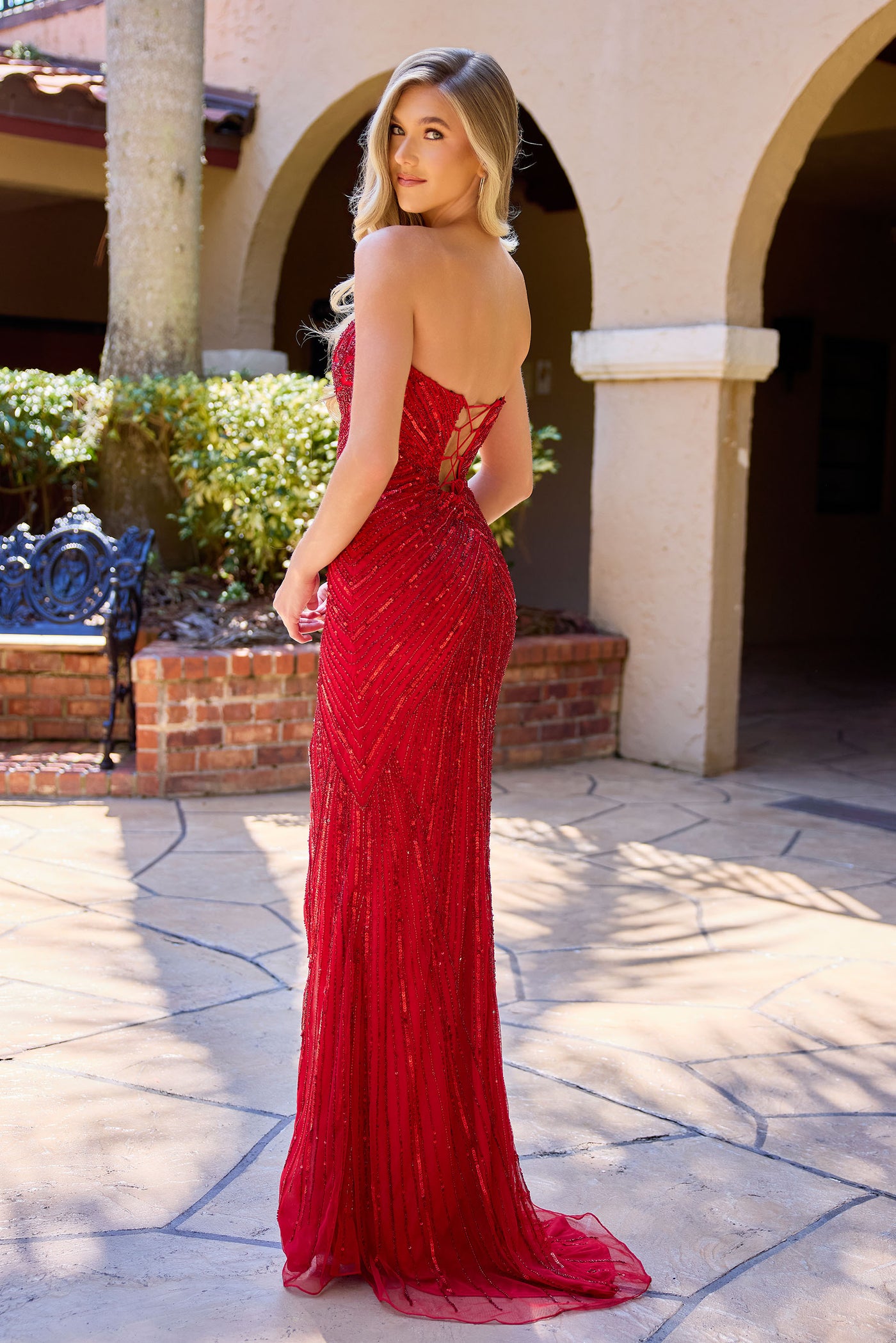 4309 - Primavera - Keyhole Strapless Beaded Long Dress