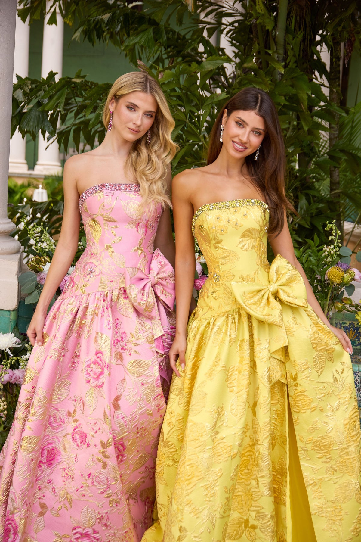 Ava Presley 43103 in Pink and Yellow, front view | Lady Black Tie