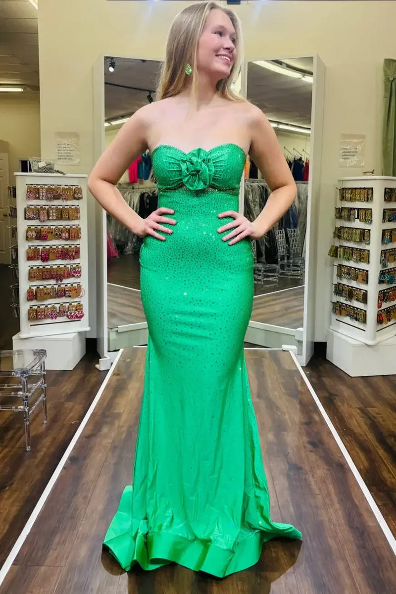 47001 - Ava Presley - Sparkling Strapless Dress with Cut-out