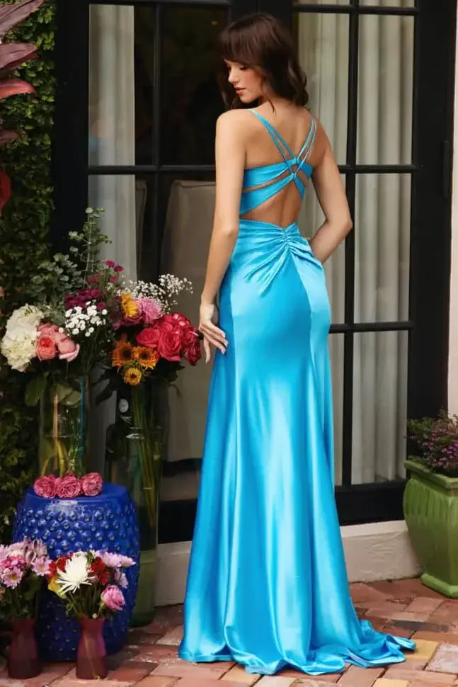 47035 - Ava Presley - Fitted Long Satin Corset Dress