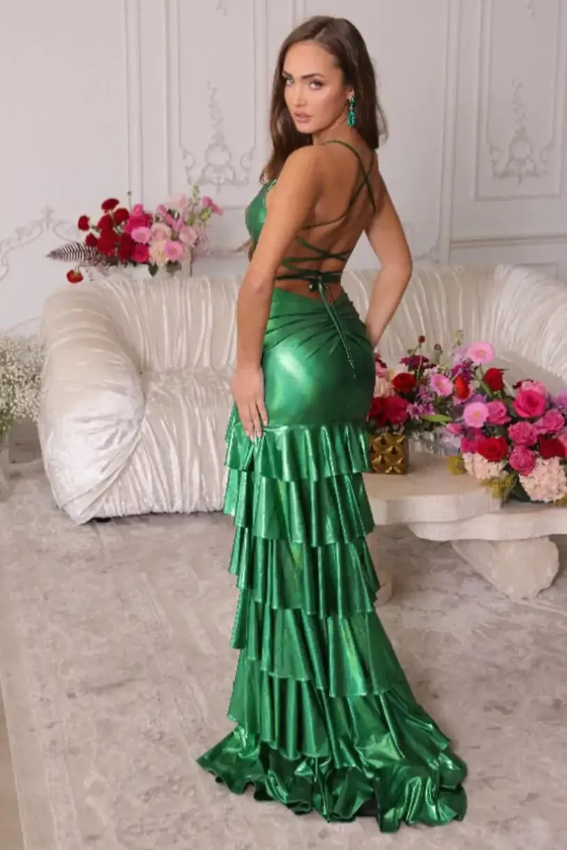 47101 - Ava Presley - Metallic Mermaid Ruffle Dress