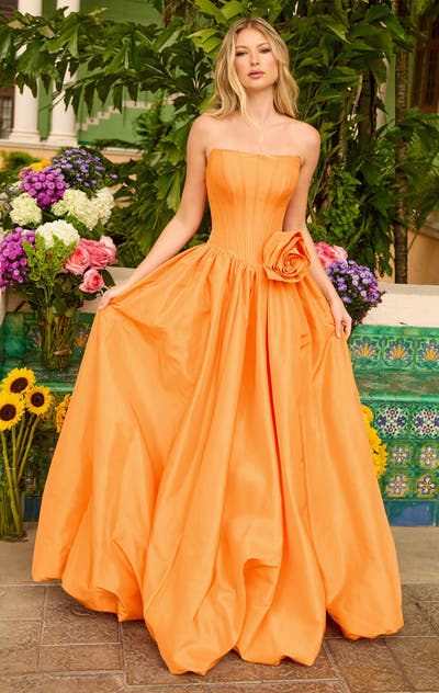 47204 - Ava Presley - Taffeta Ball Gown With Rosette Detail