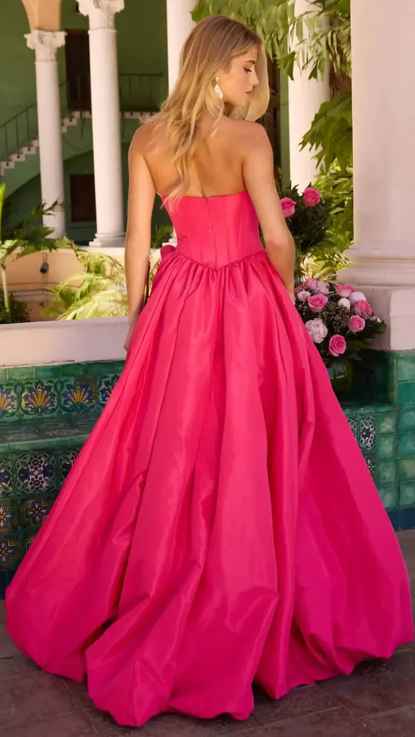 47204 - Ava Presley - Taffeta Ball Gown With Rosette Detail