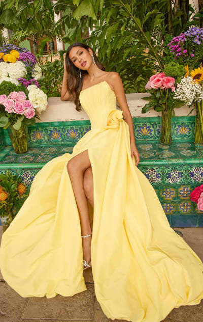 47204 - Ava Presley - Taffeta Ball Gown With Rosette Detail