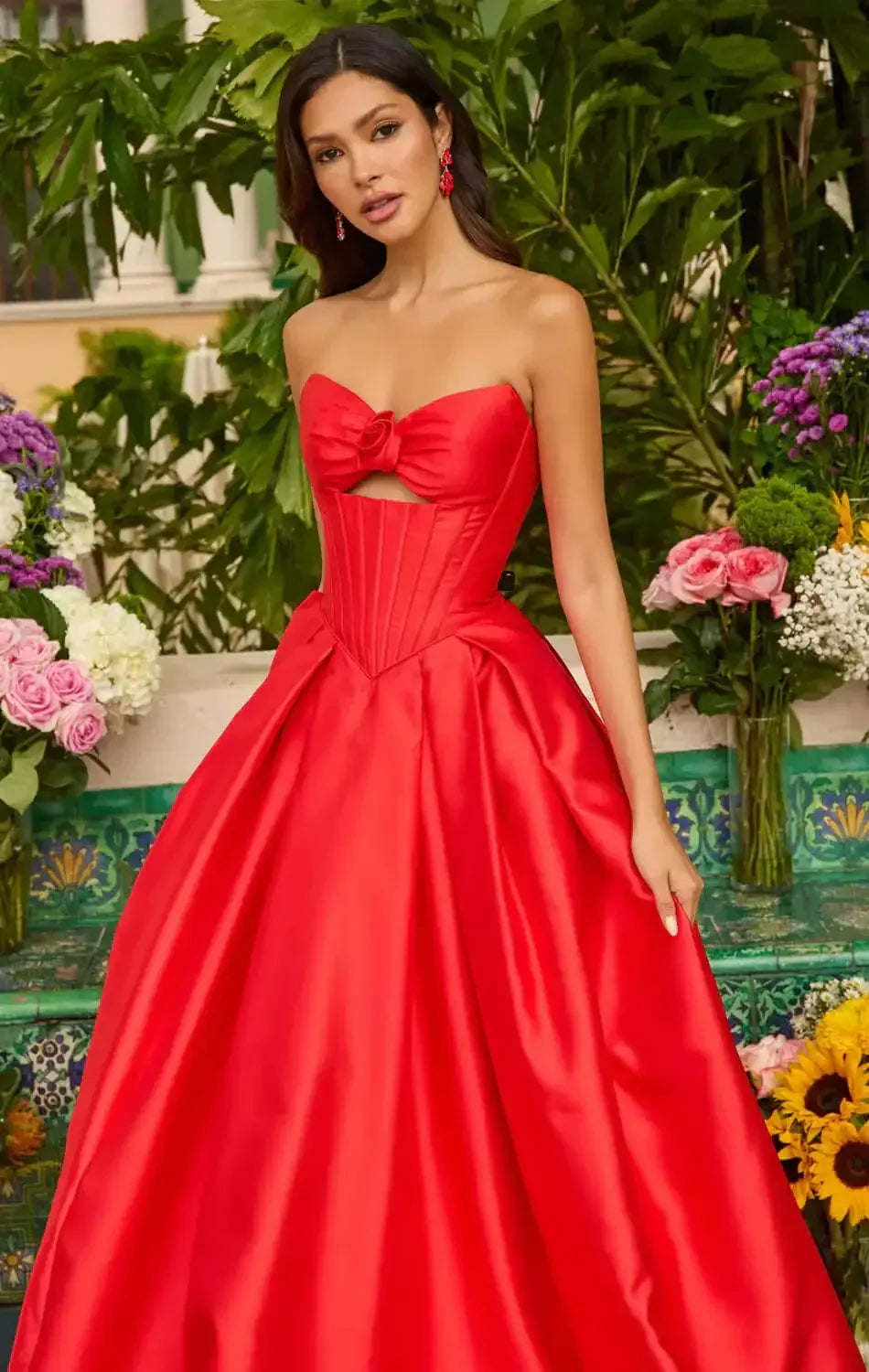 47223 - Ava Presley - Satin Ball Gown With Corset Bodice