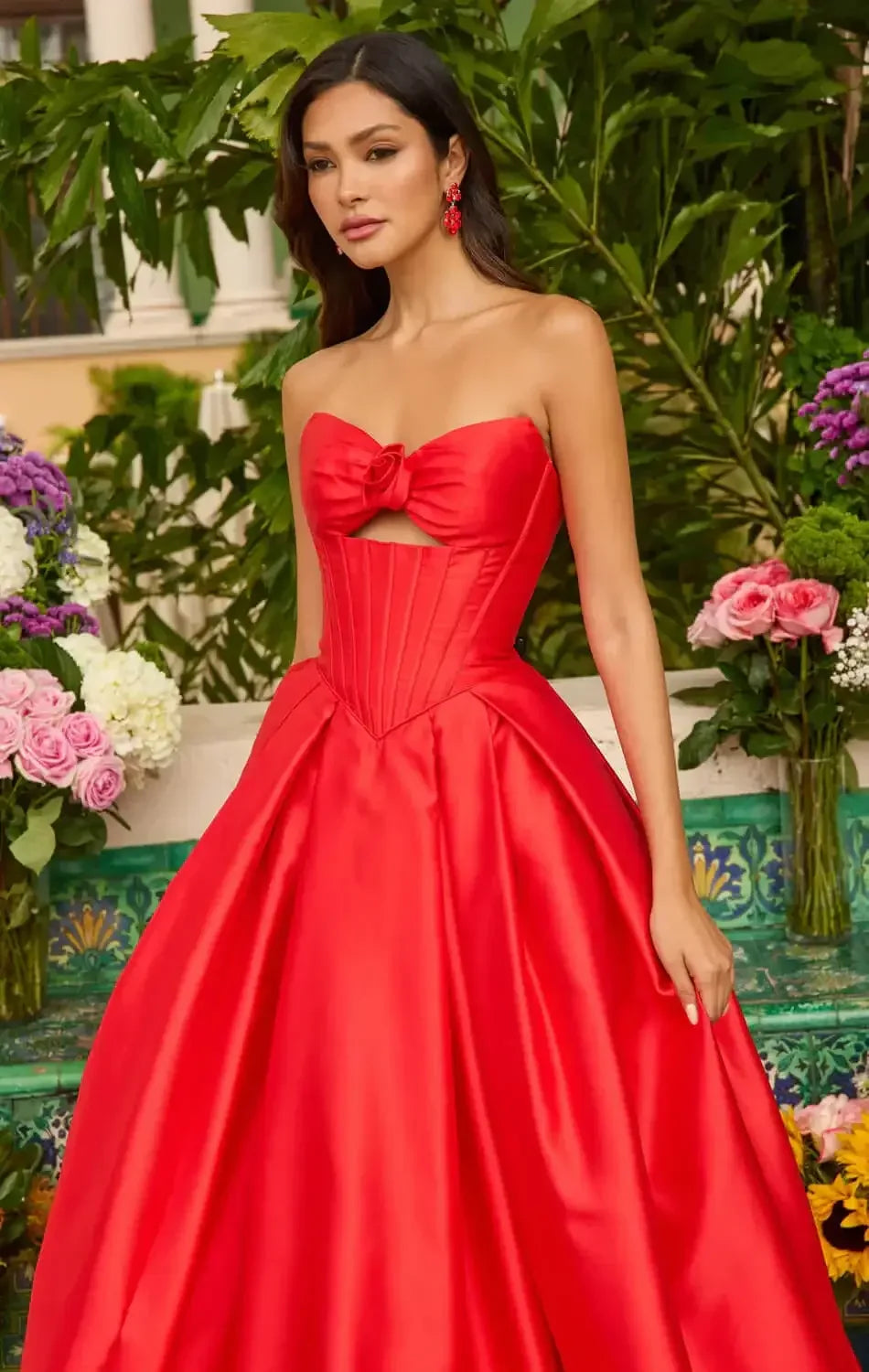 47223 - Ava Presley - Satin Ball Gown With Corset Bodice
