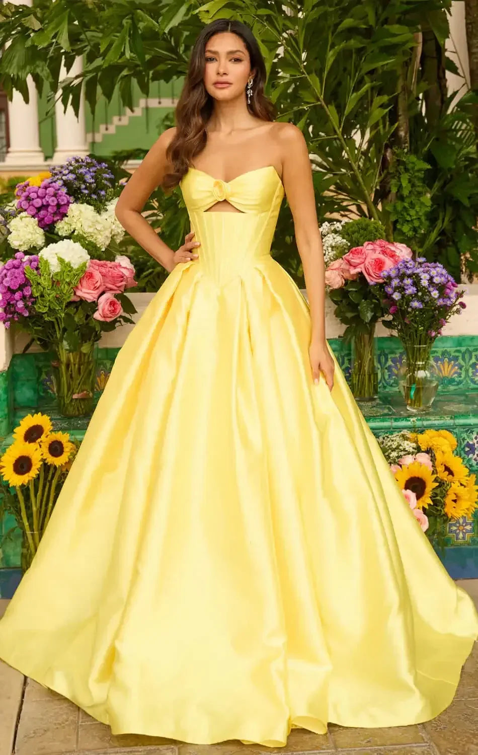 47223 - Ava Presley - Satin Ball Gown With Corset Bodice