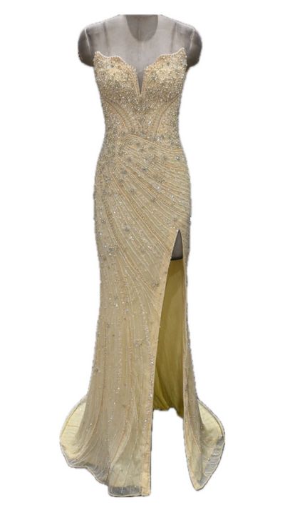 Ava Presley 47244 - Strapless Beaded Evening Gown with Slit