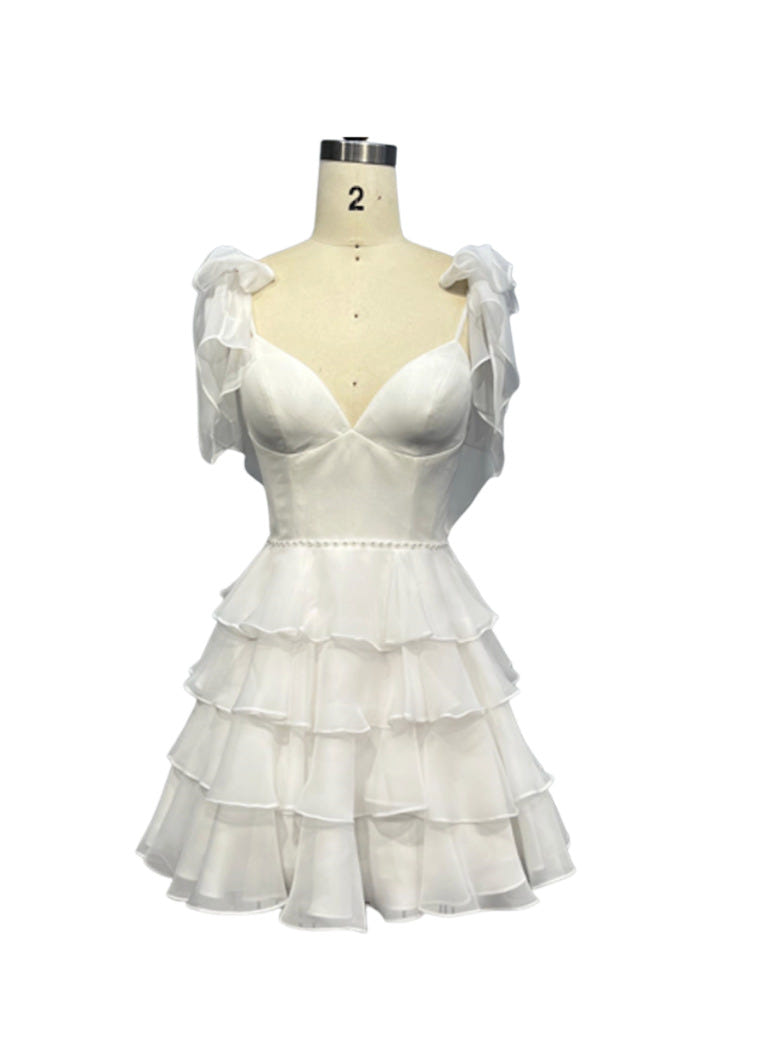 47320 - Ava Presley - Ruffle Strap Tiered Chiffon Mini Dress