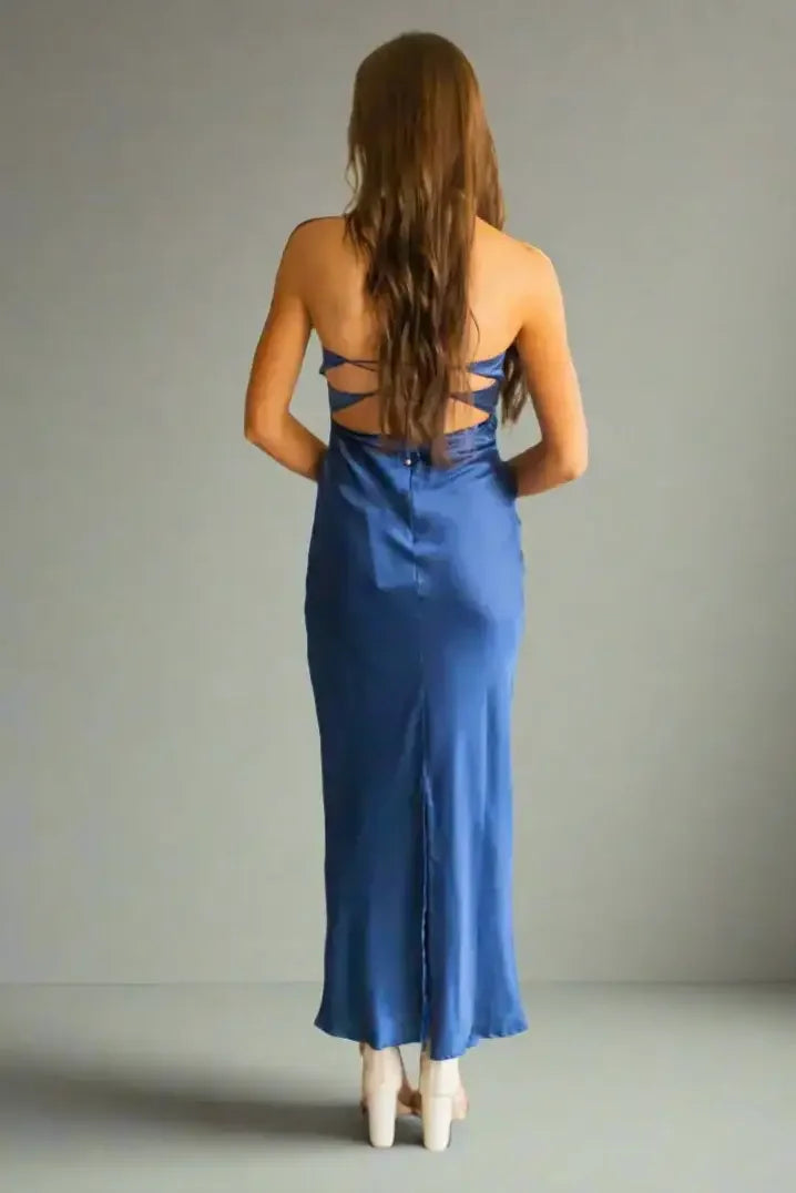 Harley Satin Maxi Dress - Navy