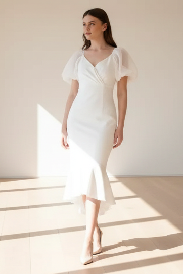 Elegant White Diana Midi Dress | Lady Black Tie - Shop Formal & Chic Styles 2 Elegant White Diana Midi Dress | Lady Black Tie - Shop Formal & Chic Styles 2