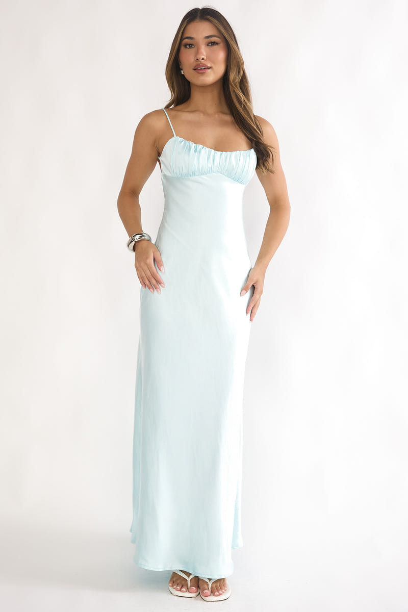 Paula Maxi Dress - Mint Satin Slip Dress