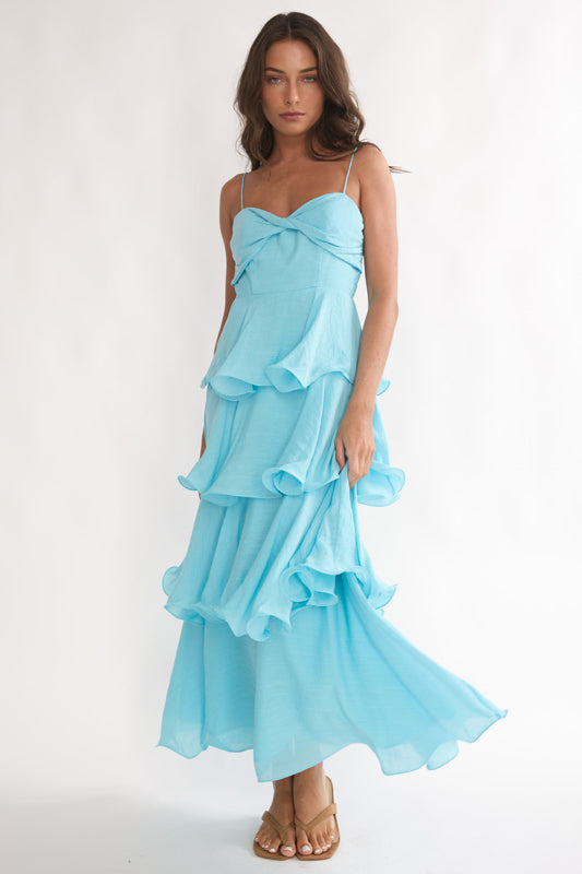 Heather Maxi Dress – Tiered Ruffle Maxi - Tide Blue
