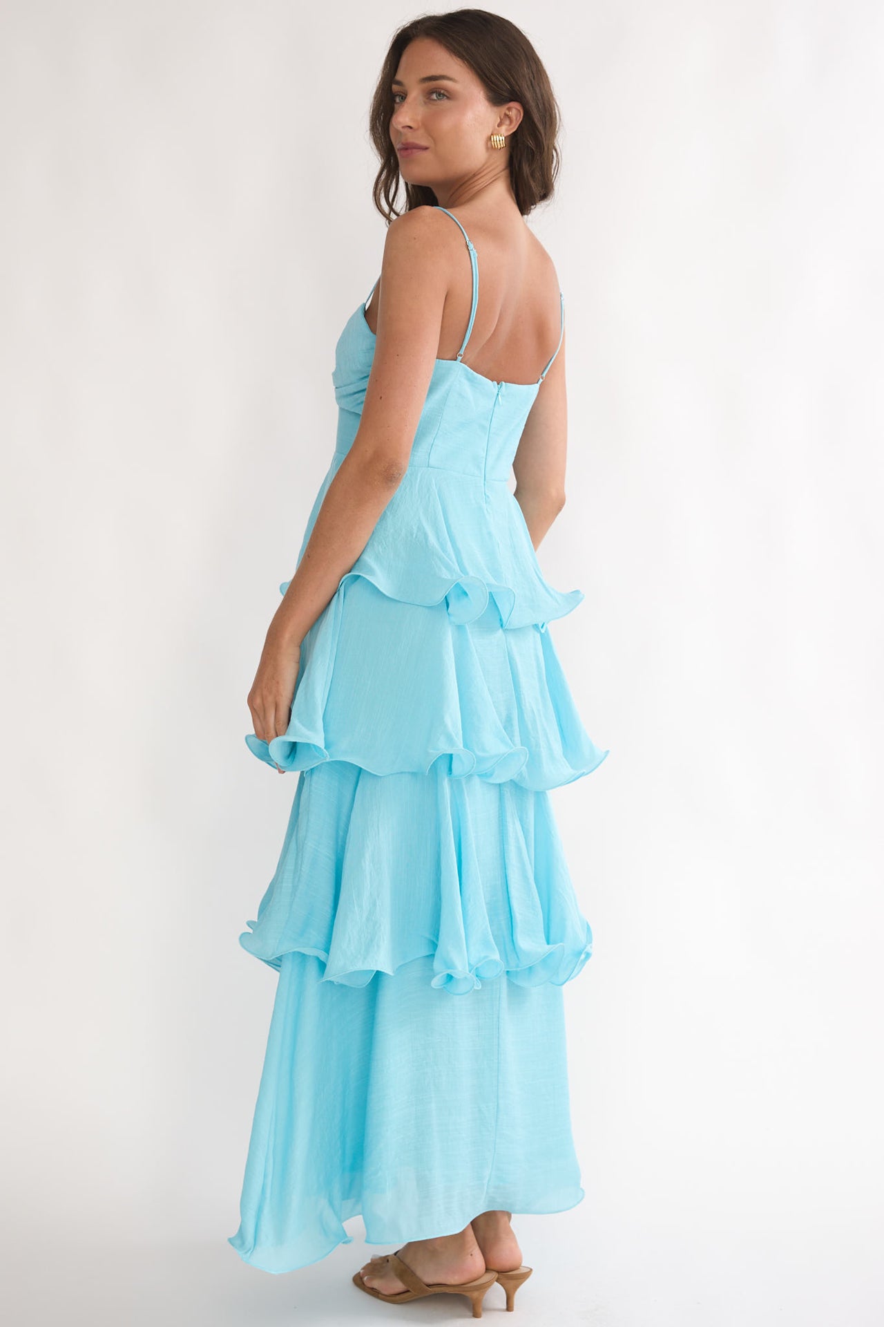 Heather Tiered Maxi Dress - Tide Blue | Lady Black Tie Heather Tiered Maxi Dress - Tide Blue | Lady Black Tie