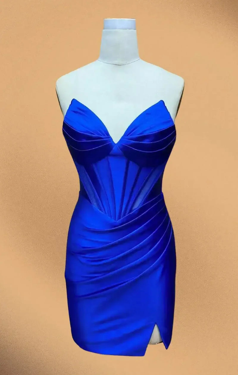 KNOX MINI DRESS - STRAPLESS SATIN COCKTAIL DRESS