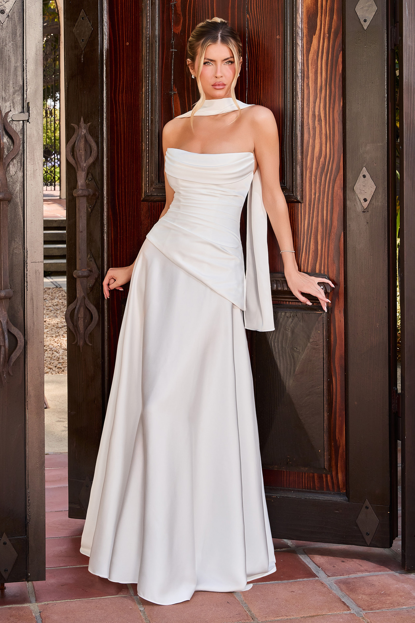 Annabeth Gown - Modern Fitted Gown with Scarf