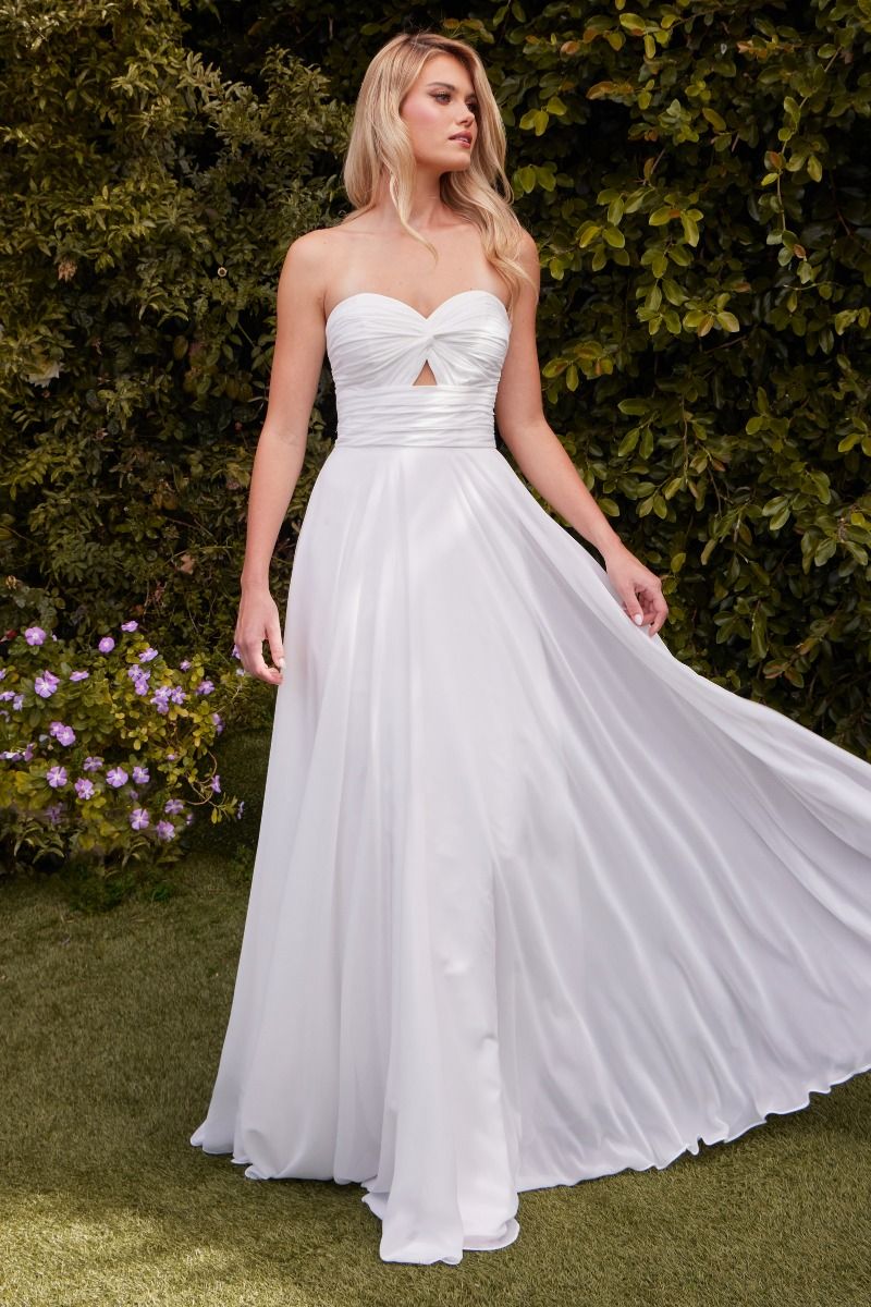 Madigan Gown - Off-White - STRAPLESS A-LINE SOFT SATIN KEYHOLE DRESS Madigan Gown - Off-White - STRAPLESS A-LINE SOFT SATIN KEYHOLE DRESS