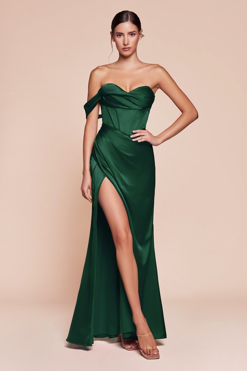 AUDRA GOWN - ONE SHOULDER LUXE SATIN CORSET DRESS