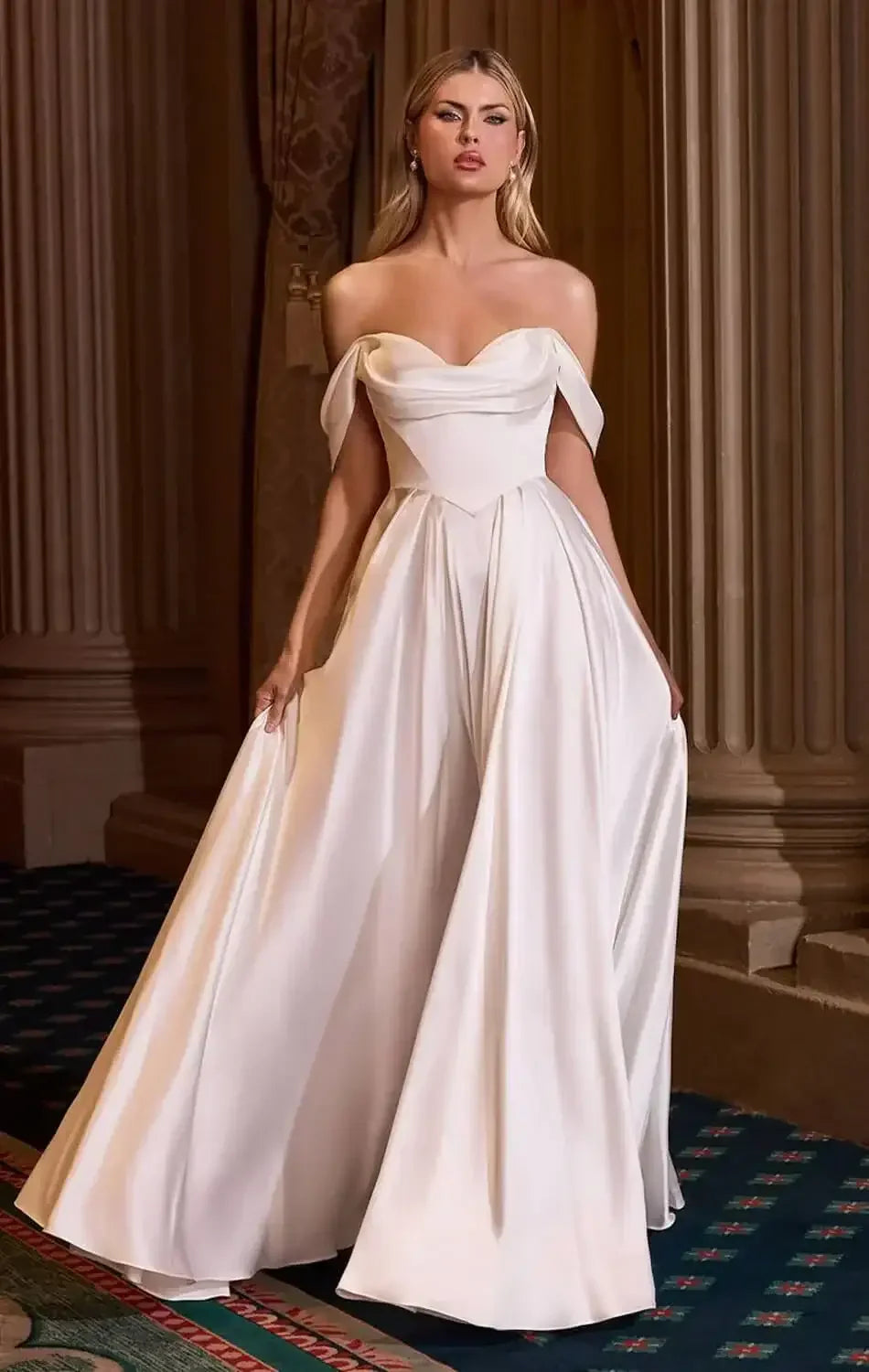 BELINDA GOWN - OFF WHITE A-LINE DRESS WITH CORSET BACK