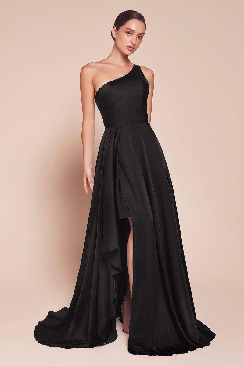 Lady Black Tie - Miranda Gown - One Shoulder Soft Satin A-line Dress Lady Black Tie - Miranda Gown - One Shoulder Soft Satin A-line Dress