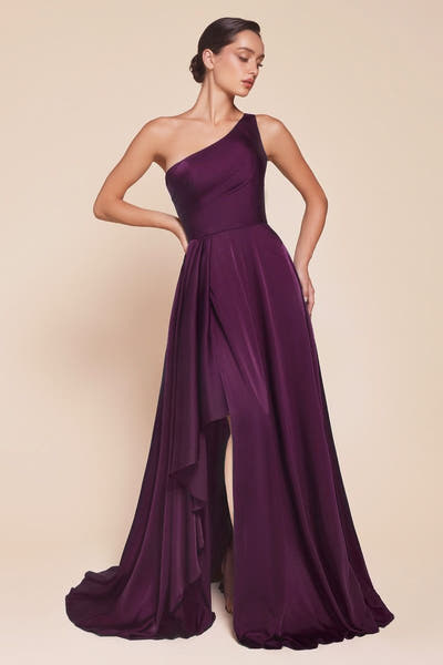 MIRANDA GOWN - ONE SHOULDER SOFT SATIN A-LINE DRESS