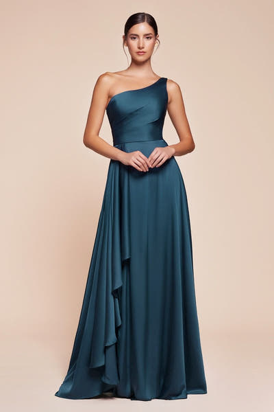 MIRANDA GOWN - ONE SHOULDER SOFT SATIN A-LINE DRESS