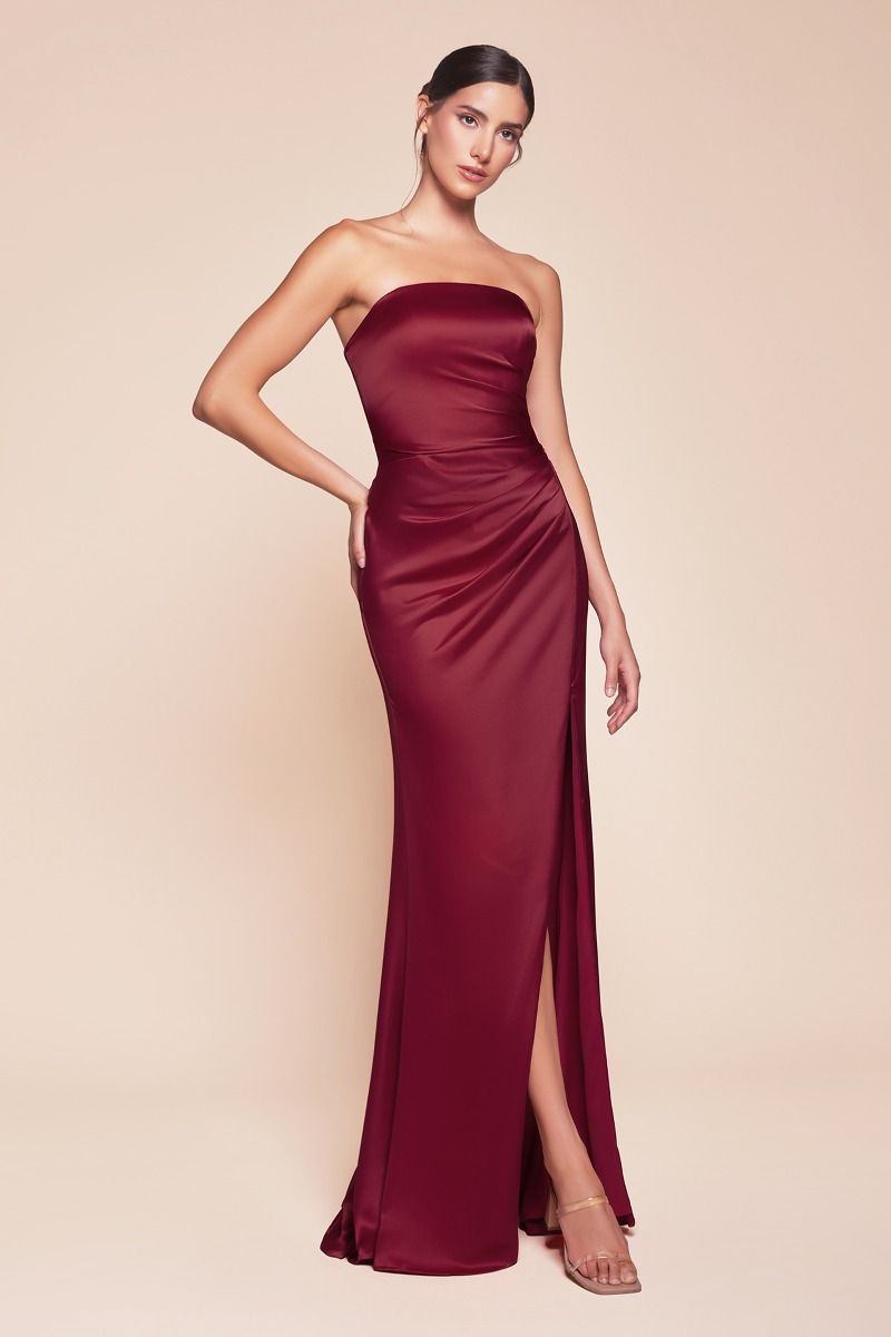 NICOLETTE GOWN - STRAPLESS LUXE SATIN DRESS & SCARF