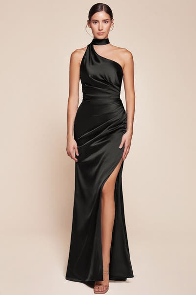 BRYCE GOWN - ONE SHOULDER LUXE SATIN DRESS