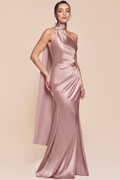 BRYCE GOWN - ONE SHOULDER LUXE SATIN DRESS