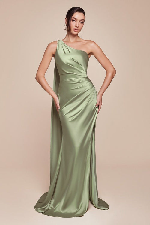 BRYCE GOWN - ONE SHOULDER LUXE SATIN DRESS