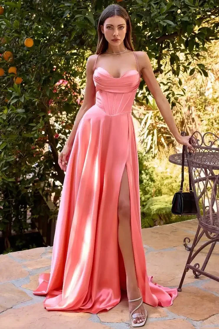 COSIMA GOWN - LUXE SATIN A-LINE CORSET DRESS