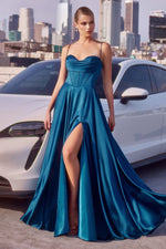 COSIMA GOWN - LUXE SATIN A-LINE CORSET DRESS