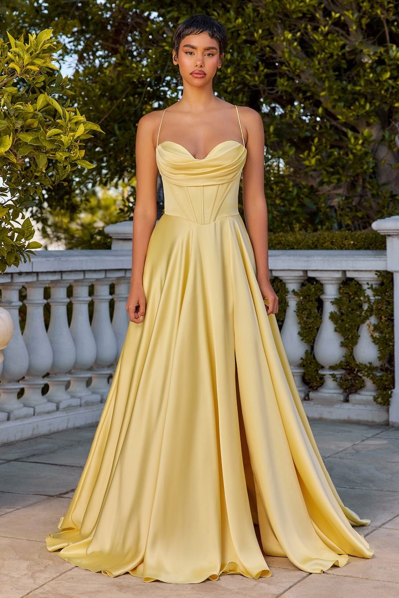 a line corset dress Ladivine CD337 Satin Maxi Slit Formal Bridesmaid Prom Evening Gown 14 / Sage up corset back * Occasions Lady Black Tie - Cosima
