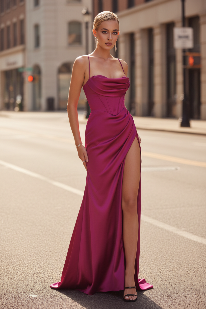 YVETTE GOWN - LUXE SATIN CORSET DRESS