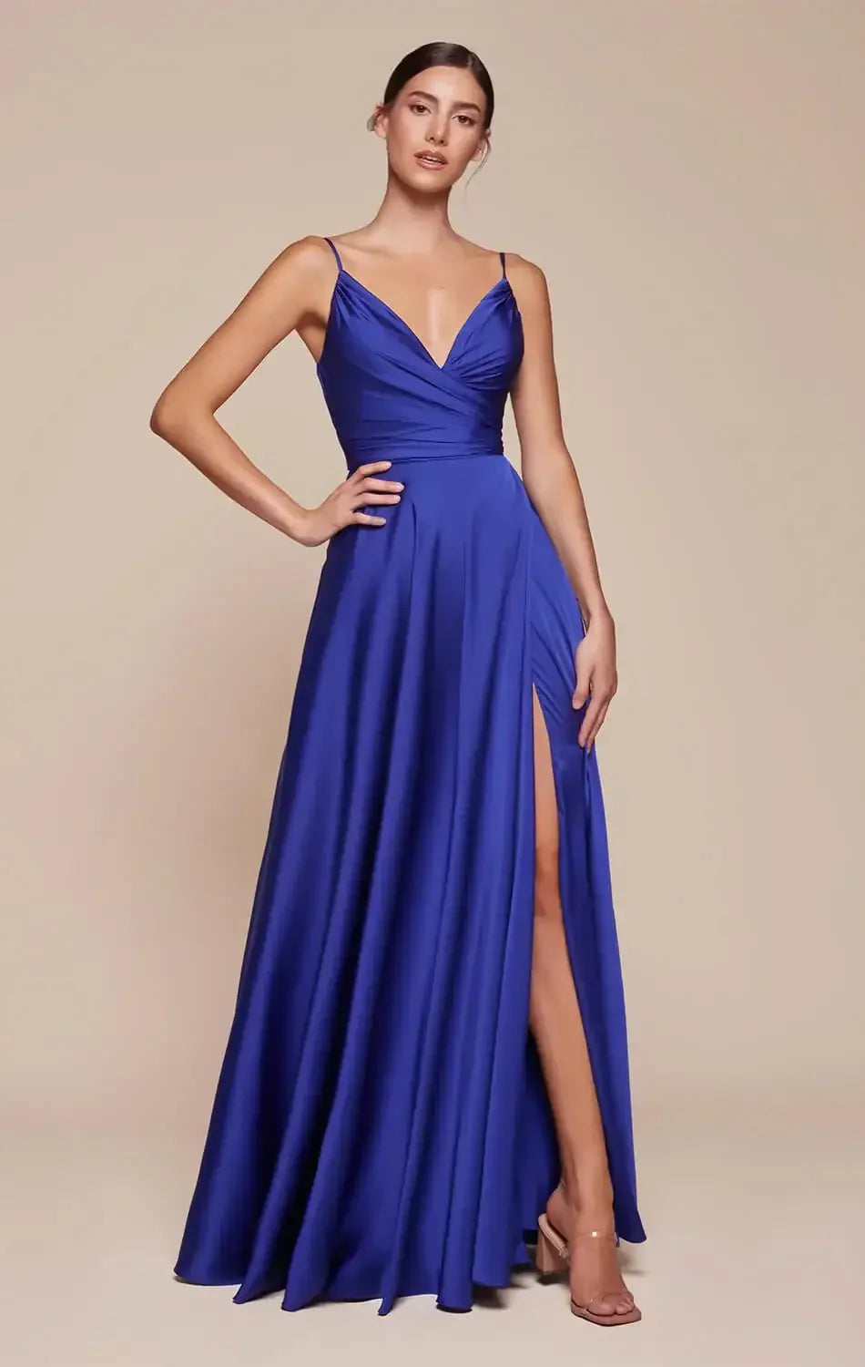ERICA GOWN - ROYAL - SOFT SATIN A-LINE SWEETHEART NECKLINE