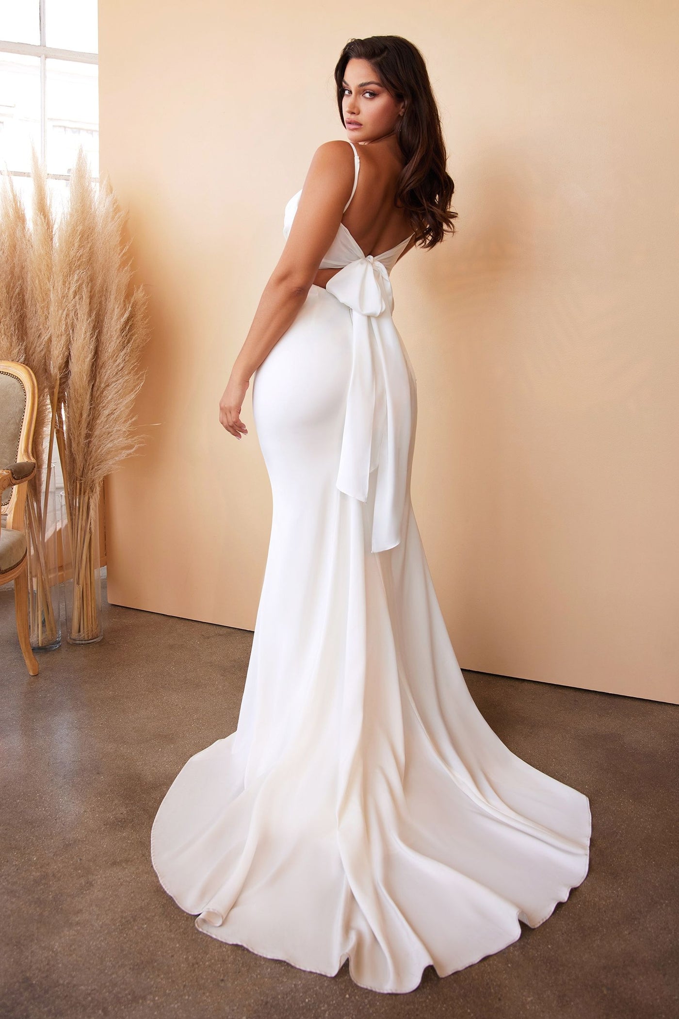 Maxine Gown - Tie-Back Satin Charmeuse Mermaid Gown